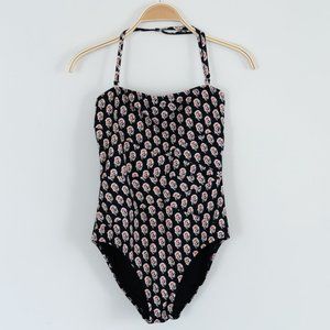 Garnet Hill Black and White Floral One-Piece Swimsuit